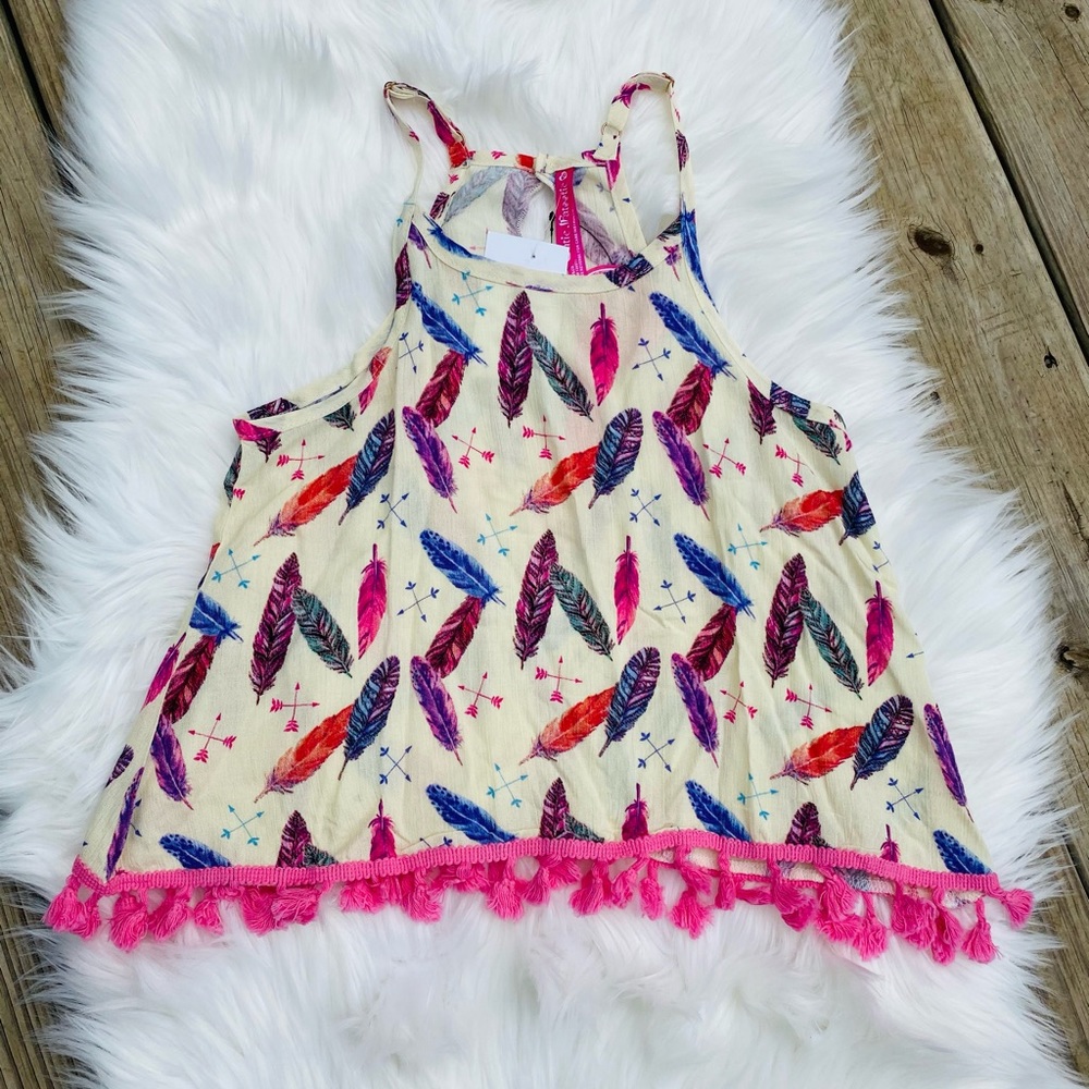 Cutie Patootie Feather Tassel Top Girl’s Medium